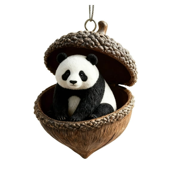Beautynvta Forest Animal Acorn Ornaments, 3.15'' Cozy Forest Animal in Acorn Ornaments for Christmas Tree, Personalized Acrylic Hanging Ornament, Gifts for Animals Lovers