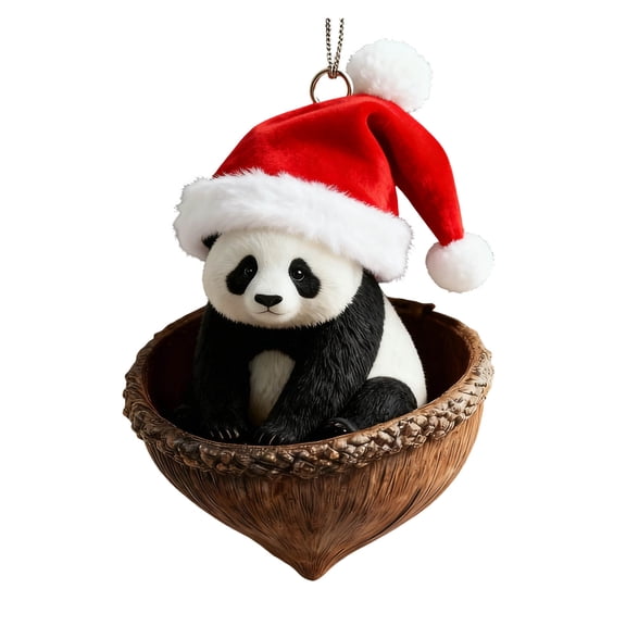Beautynvta Forest Animal Acorn Ornaments, 3.15'' Forest Animal with Hat in Acorn Ornaments for Christmas Tree, Personalized Acrylic Hanging Ornament, Gifts for Animals Lovers
