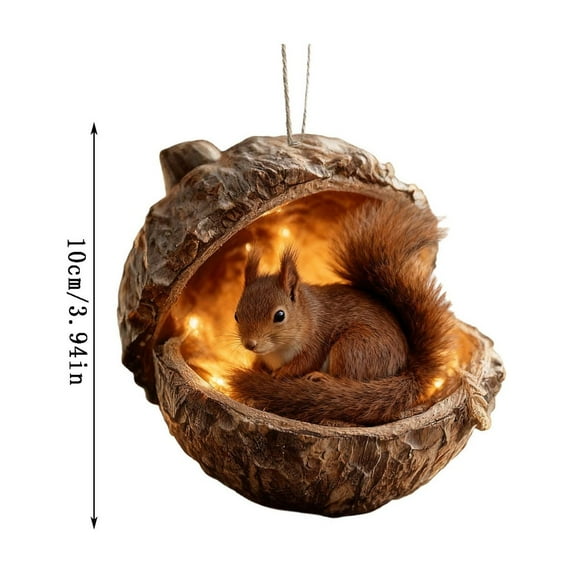 Beautynvta Forest Animal Acorn Ornaments, 3.94'' Sleeping Forest Animal in Acorn Ornaments for Christmas Tree, Personalized Acrylic Hanging Ornament, Gifts for Animals Lovers