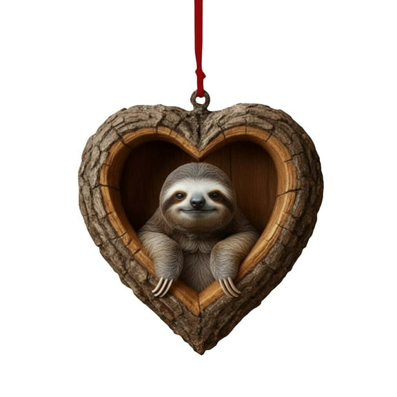 Beautynvta Forest Animal Christmas Ornaments, 3.15'' Cute Forest Animal in Heart Tree Hole Ornaments for Christmas Tree, Personalized Acrylic Hanging Ornament, Gifts for Animals Lovers