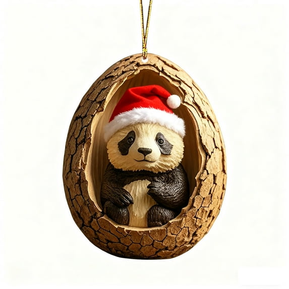 Beautynvta Forest Animal Pinecone Ornaments, 3.15'' Cozy Forest Animal in Pinecone Ornaments for Christmas Tree, Personalized Acrylic Hanging Ornament, Gifts for Animals Lovers