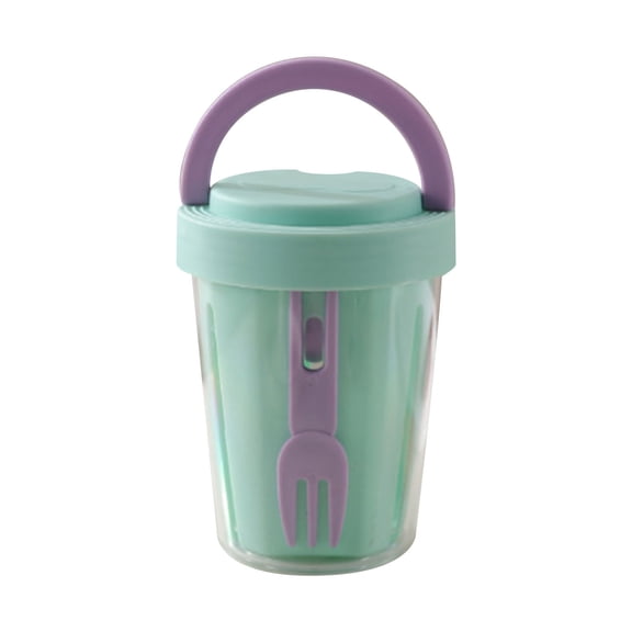 Beautynvta Fruit Salad Storage Cup with Lids and Fork, Portable Picnic Party Fruit Cup, Plastic Fruit Storage Containers for Fridge, Removable, Leakproof, BPA Free, Green