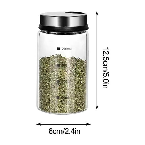 Beautynvta Glass Spice Jars, 200 ML Salt and Pepper Shakers with Adjustable Outlet Holes for Seasonings, Herbs, Powders