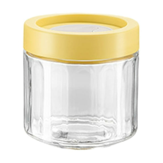 Beautynvta Glass Storage Containers with Lids, Clear Food Storage Jar, Glass Meal Prep Container for Dry Fruit, Tea, Coffee Bean, Cookie, Flour, Oat, 3.85''x3.78''x3.78''