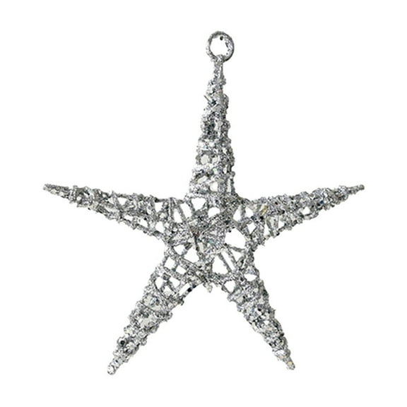 Beautynvta Glitter Star Ornaments for Christmas Tree, Christmas Iron Star Hanging Ornaments, Christmas Tree Top Hollow Star Pendant for Xmas Tree Home Wedding Party Pentagram Decoration