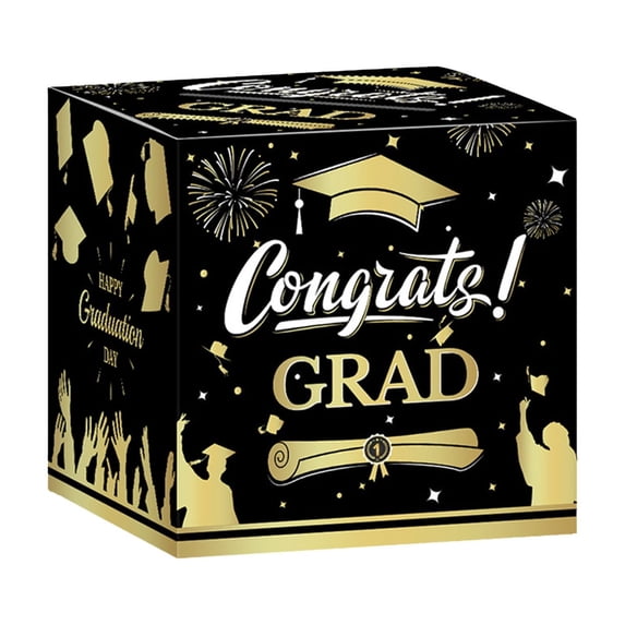 Beautynvta Graduation Card Box 2025, Congrats Grad Card Boxes Holder, Class of 2025 Graduation Gift Cards Box for Graduation Party Decorations, Gold