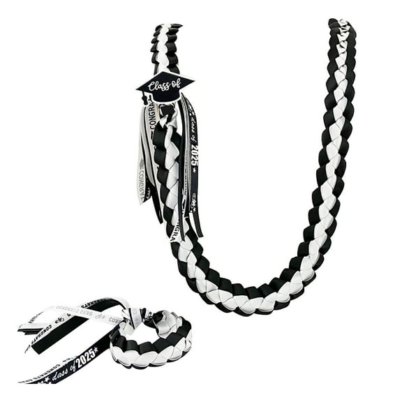 Beautynvta Graduation Leis 2025 Ribbon Leis for Graduation, 47.2'' Graduation Leis Handmade Weaving Ribbon Party Accessories for Women and Men, Included 6.3'' Ribbon Lei Bracelet