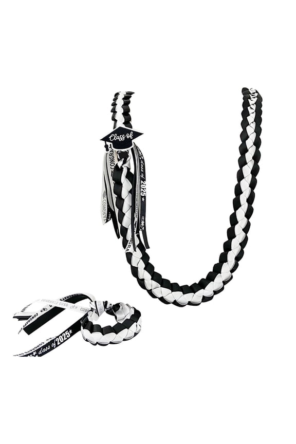 Graduation Leis 2025 Ribbon Leis for Graduation, 47.2'' Graduation Leis Handmade Weaving Ribbon Party Accessories for Women and Men, Included 6.3'' Ribbon Lei Bracelet