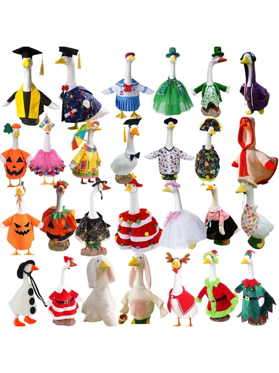 Desk Goose Outfits for 7 Inch Goose Statue, Pumpkin Goose Costume Fall Mini Desktop Goose Clothes for Magnetic Statue Desk Key Holder Decor