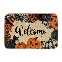 Beautynvta Halloween Door Mat, 15.7''x23.6'' Pumpkin Welcome Doormat, Outdoor Non-Slip Spooky Front Door Mat Halloween Decorations for Fall Entryway Kitchen Floor Decoration