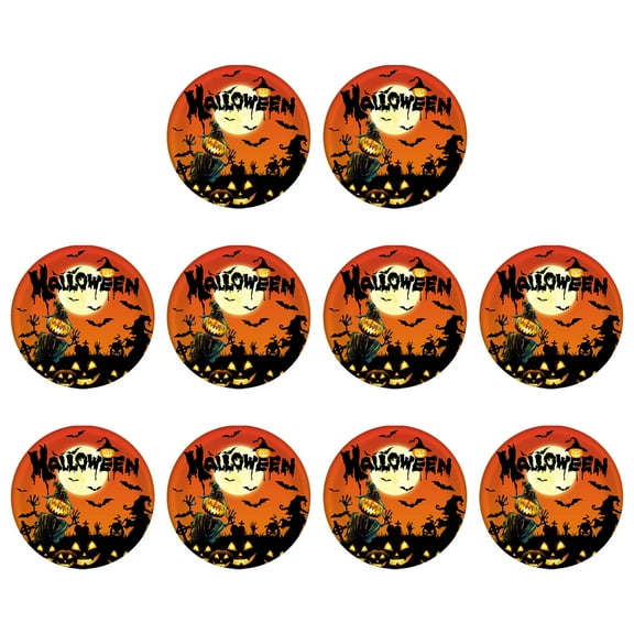 Beautynvta Halloween Party Supplies, 9'' Disposable Paper Plates, Ghostface Pumpkin Decorative Paper Tableware for Halloween Pumpkin Themed Party Decoration, Serve 10