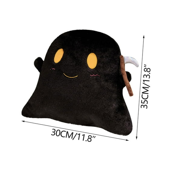 Beautynvta Halloween Pillows Cute Ghost Shaped Throw Pillow with Scythe, Decorative Spooky Pillows Soft Cosy Plush Sofa Cushion for Indoors Home Outdoor Couch Office Car Decor, 11.8''x13.8''