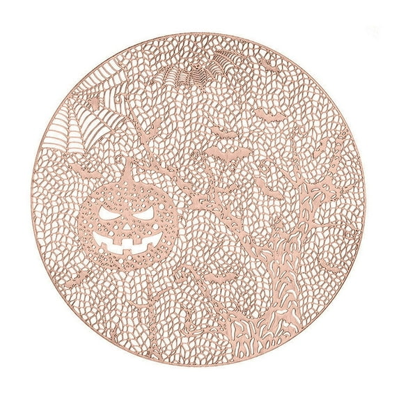 Beautynvta Halloween Placemat, Round Heat Insulation Pumpkin Tree Bat Placemats Table Mats Hollow Out Placemat PVC Place Mats for Dining Table Halloween Decoration