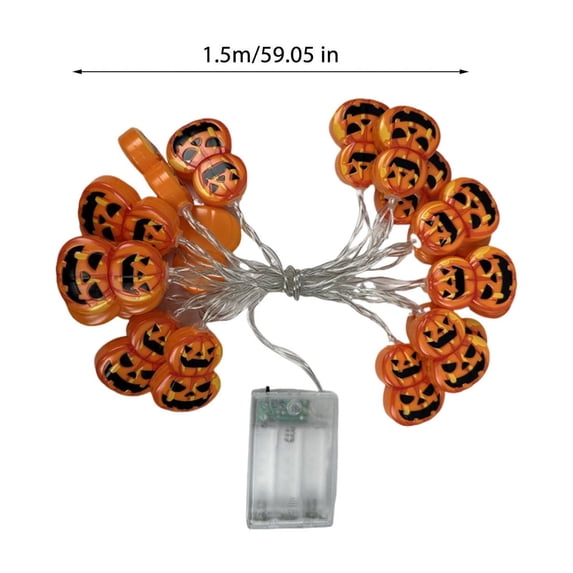 Beautynvta Halloween Pumpkin String Lights, 9.84 Ft 20LED Plastic Pumpkin Lights, Battery Operated, Cute Waterproof Orange Pumpkin String Lights for Indoor Outdoor Party Decor