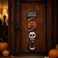 thumbnail image 1 of Beautynvta Happy Wooden Door Hanging Sign, Pumpkin Skull Black Cat Tiered Wall Plaque, Hanging Ornament for Front Door Porch Indoor Fall Party Decor, 1 of 5