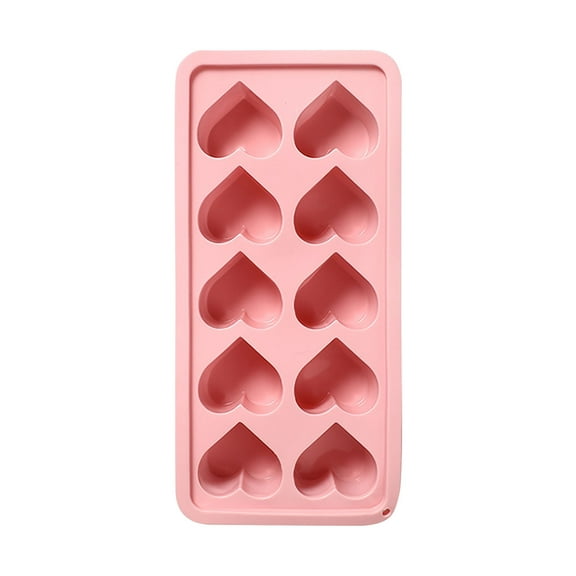 Beautynvta Ice Tray Mold, 10 Cavity Stackable Heart Shaped Silicone Ice Freezer Mold, Easy Release Ice Maker for Whiskey Cocktail, BPA Free, Pink