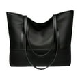 thumbnail image 1 of Beautynvta Large Capacity Tote Bag for Women, Waterproof Casual Shoulder Bag, Oxford Cloth & Soft Leather Handbag for Work & Travel, Black, 1 of 6