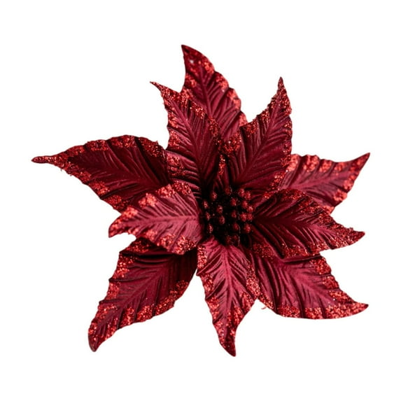 Beautynvta Large Glitter Christmas Flowers, 10'' Artificial Magnolia Flower Velvet Fold Christmas Tree Flower Decorations, Xmas Tree New Year Party Wedding Ornaments