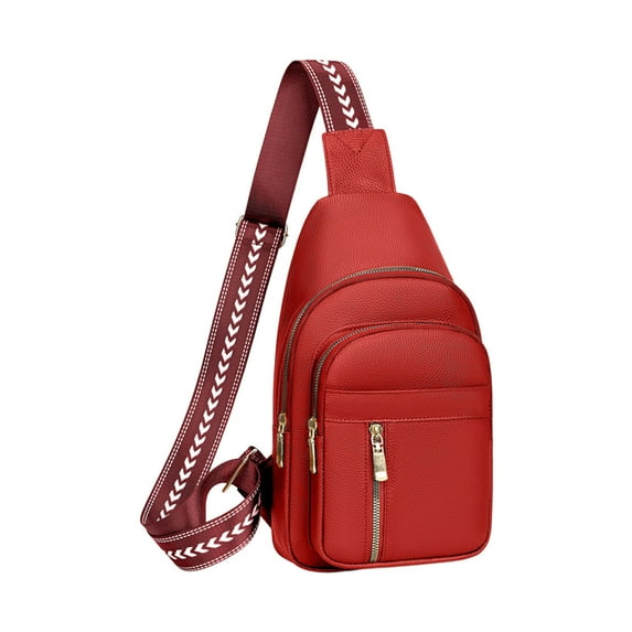 Beautynvta Leather Chest Bag for Women Men, Crossbody Shoulder Bag, Sling Bag Backpack, Belt Bags Purse Handbag for Travel & Daily Use, Red