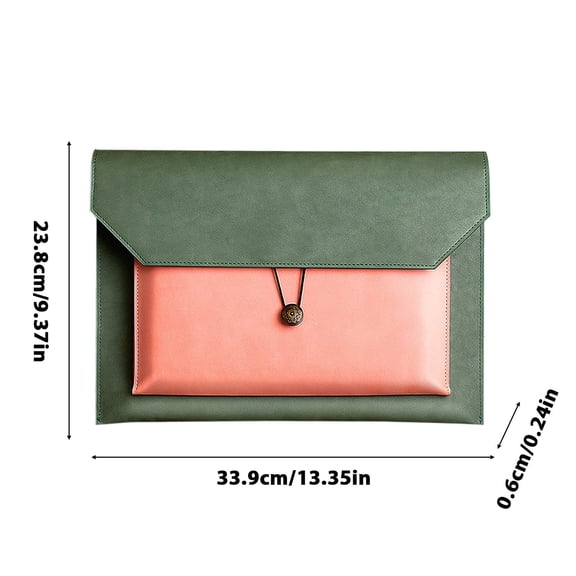 Beautynvta Leather File Folders, A4 Document Holder File Envelope Waterproof Portfolio with 2 Compartments for Letter Size, Green