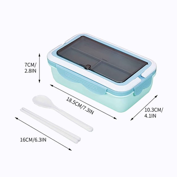 Beautynvta Lunch Box for Adults, Plastic Bento Box with 2 Compartments, Leak Proof Lunch Containers, Dishwasher and Microwave Safe Lunch Containers, Blue