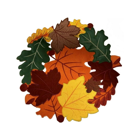 Beautynvta Maple Leaf Placemats, 15'' Round Fall Maple Leaves Table Mats, Non-Slip Heat-Resistant Place Mat for Thanksgiving Autumn Dining Table Decorations