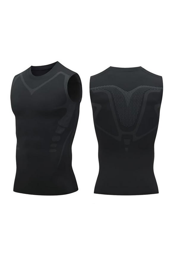 Men Compression Vest, Shape and Define Muscles Slimming Body Strengthen Chest Muscles, Quick-Drying Breathable Tight Fitness, S, Black