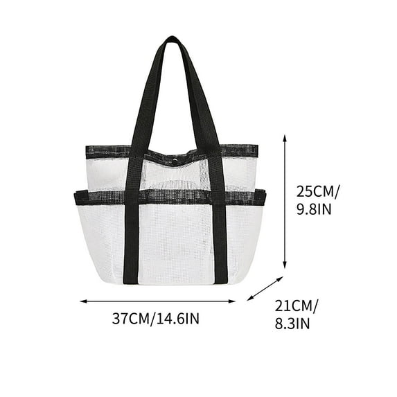 Beautynvta Mesh Beach Bag, Large Lightweight Beach Tote with Multi Pockets for Family Travel, Foldable Beach Accessories