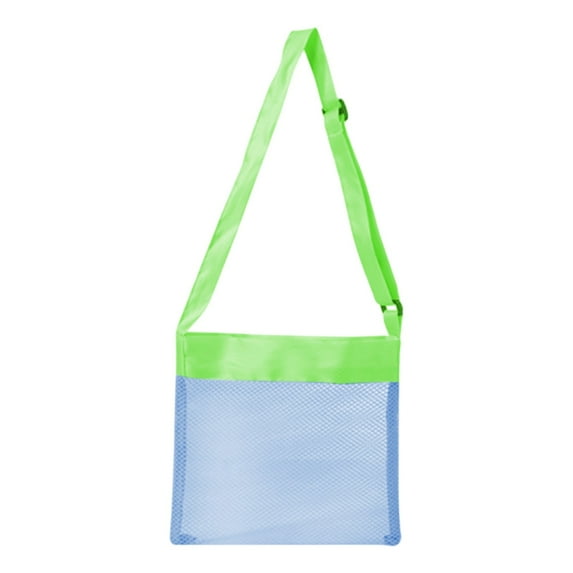 Beautynvta Mesh Beach Toys Bag, Square Tote Sand Tote Bag Shoulder Bags with Adjustable Strap for Beach, Shells, Blue
