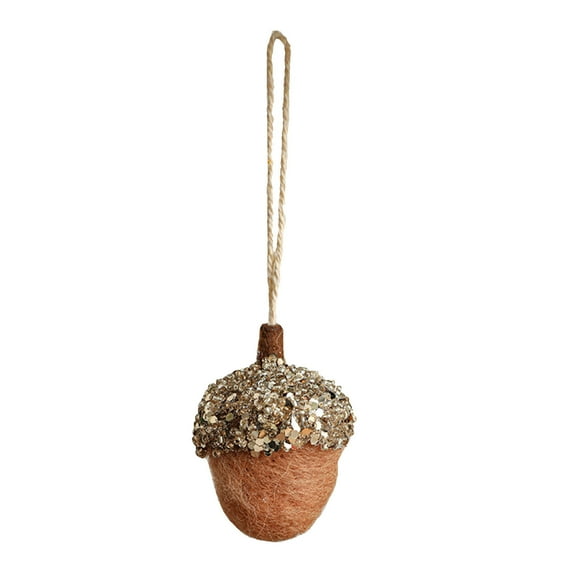 Beautynvta Mini Acorn Christmas Ornaments, Xmas Gifts, Glitter Felt Small Acorn Pendant with Rope, Personauzed Christmas Hanging Ornaments, Xmas Gifts, Khaki