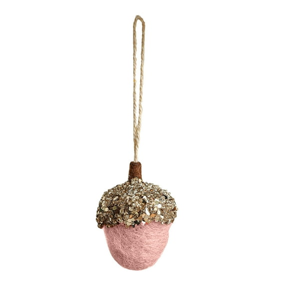 Beautynvta Mini Acorn Christmas Ornaments, Xmas Gifts, Glitter Felt Small Acorn Pendant with Rope, Personauzed Christmas Hanging Ornaments, Xmas Gifts, Pink