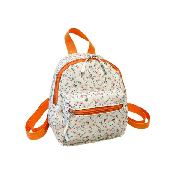 Beautynvta Mini Backpack for Women, Fashion Handbag Purse with Removable Shoulder Straps, Floral Backpack, Travel Daypacks Bags, Orange