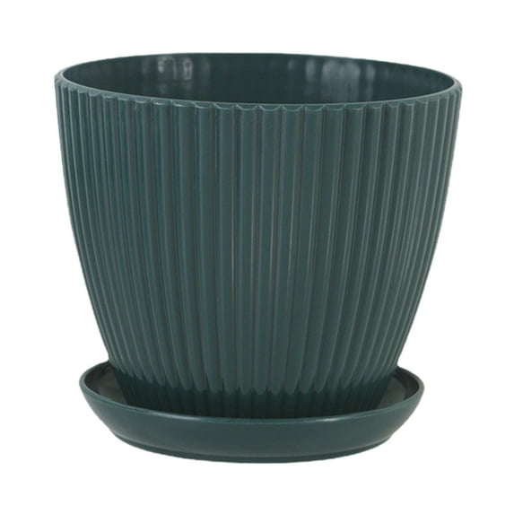 Beautynvta Mini Flower Pots for Plants, Round Plastic Plant Pots with Drainage Holes and Tray, Planters for Indoor Plants Garden House Home Decor, Green