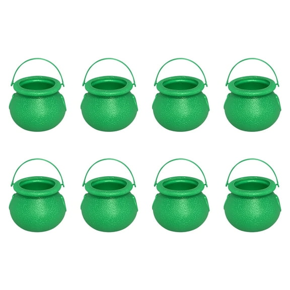 Beautynvta Mini Plastic Cauldron, 8 Pcs Halloween Witch Bucket with Handle, Mini Witch Cauldron Kettles, Halloween Pot Candy Holder for Halloween Party Favors Decor