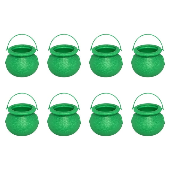 Beautynvta Mini Plastic Cauldron, 8 Pcs Halloween Witch Bucket with Handle, Mini Witch Cauldron Kettles, Halloween Pot Candy Holder for Halloween Party Favors Decor
