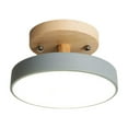 thumbnail image 1 of Beautynvta Modern LED Ceiling Light, Wooden Half Flush Mount Ceiling Light Fixture, 5000K-6300K Metal Round Ceiling Lamp for Entry, Hallway, Balcony, Bedroom, 1 of 6