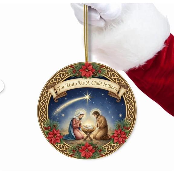 Beautynvta Nativity Scene Christmas Ornaments, 3.15'' Unique Jesus Nativity Ornament, Holy Family Tradition Gifts, Religious Decoration, Christmas Tree Ornaments