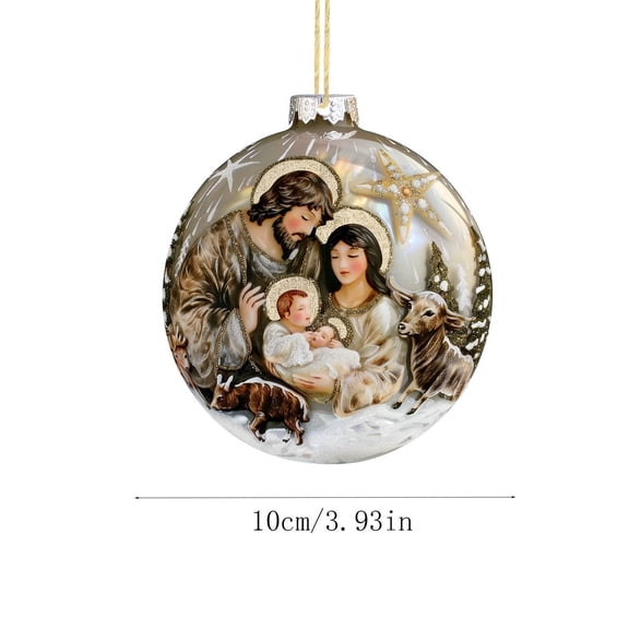 Beautynvta Nativity Scene Christmas Ornaments, Vintage Jesus Nativity Ornaments for Xmas Tree Decor, Round Acrylic Flat Nativity Hanging Ornaments, Religious Gifts for Family