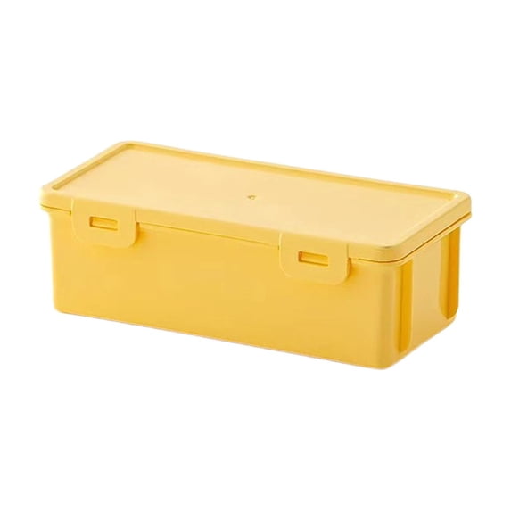 Beautynvta Pencil Box, Plastic Pencil Case Crayon Box, Portable Pencil Organizer, Plastic Containers with Lid, Stackable Storage Boxes for Stationery, Office Supplies, 7.48"x3.74"x2.36", Yellow