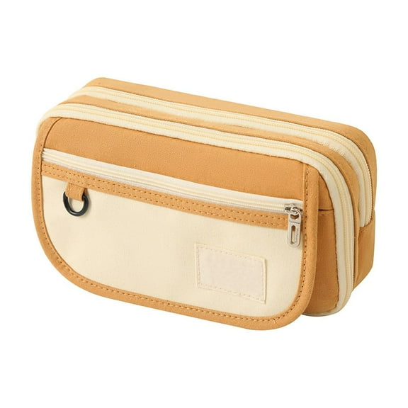 Beautynvta Pencil Case, Large Capacity Pencil Bag with Zipper, Double Layer Canvas Stationery Bag, Multifunctional Pencil Pouch Pen Bag for College Office Supplies