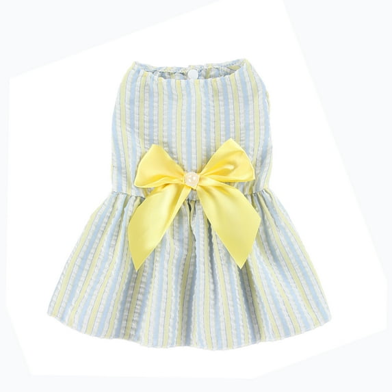 Beautynvta Pet Dress, Dogs Clothes Dogs Dresses Pet Cats Princess Bowknot Clothes Puppy Clothes Fancy Dress All Seasons Pet Clothing and Pet Skirt, Yellow