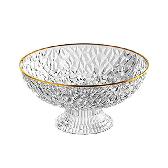 Beautynvta Plastic Fruit Bowl with Draining Holes, 10" Large Fruit Basket with Removable Pedestal, Decorative Striped Fruit Bowl for Table Countertop, White