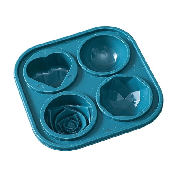 Beautynvta Plastic Ice Tray Mold, 4 Cavity Ice Freezer Mold with Removable Lid, Sphere Rose Heart Shaped Ice Molds for Whiskey, Cocktails