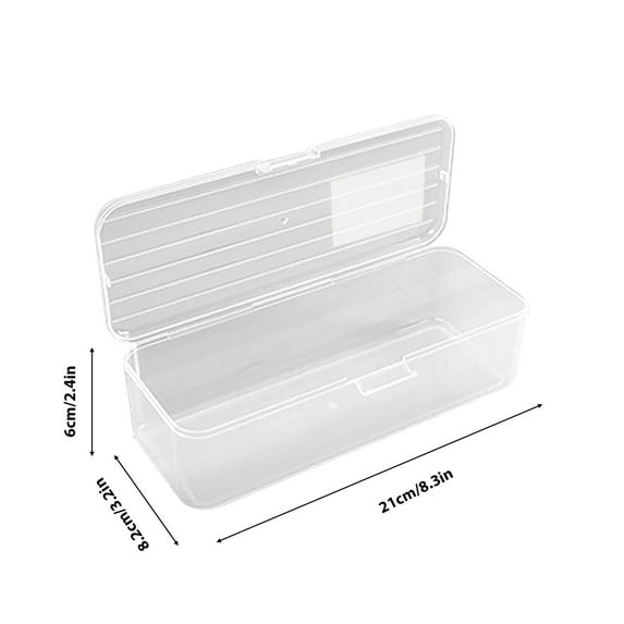 Beautynvta Plastic Pencil Case, Large Capacity Pencil Box with Snap-Tight Lid, Stackable Clear Pencil Box for Pens, Pencils, Office Supplies, 8.3''x3.2''x2.4''