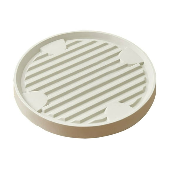 Beautynvta Plastic Plant Pallet Caddy with Wheels, 7.5'' Plant Stand Round Flower Pot Lockable Mover for Heavy Duty Flower Pots, Beige