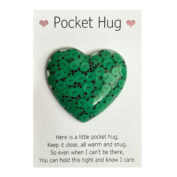Beautynvta Pocket Hug Token Bulk Heart Shape Stones with Hug Card, Greeting Keepsake Exchange Relationship Card for Friend Girlfriend Family Colleague