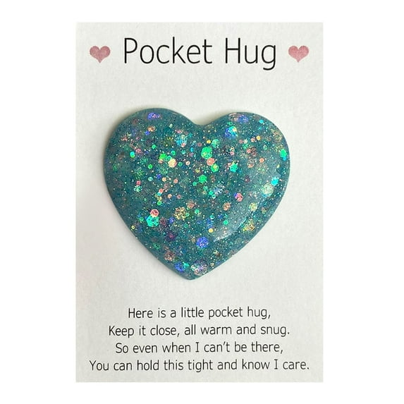 Beautynvta Pocket Hug Token Bulk Heart Shape Stones with Hug Card, Greeting Keepsake Exchange Relationship Card for Friend Girlfriend Family Colleague