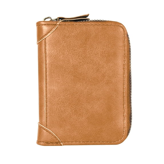 Beautynvta RFID Blocking Credit Card Wallet, Leather Slim Card Case with 12 Card Slots for Men Women, Travel Zipper Wallet