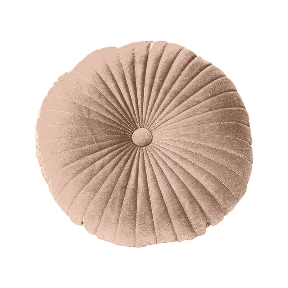 Beautynvta Round Pillow Cushion for Couch, Pumpkin Throw Pillows with Center Button, Round Pleated Throw Pillows, Velvet Decorative Throw Pillow for Living Room Bed Floor, Coffee