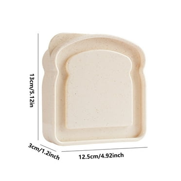 Beautynvta Sandwich Containers, Toast Shape Food Storage Sandwich Container with Lid, Reusable Plastic Sandwich Lunch Box for Adults, Beige